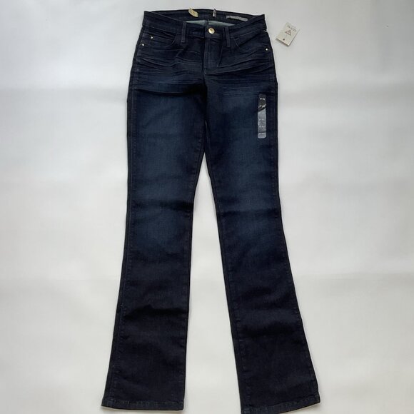 Guess Women’s Curve X Mid Rise Boot Cut Jeans In Dark Indigo Denim Size 27 - Picture 2 of 14
